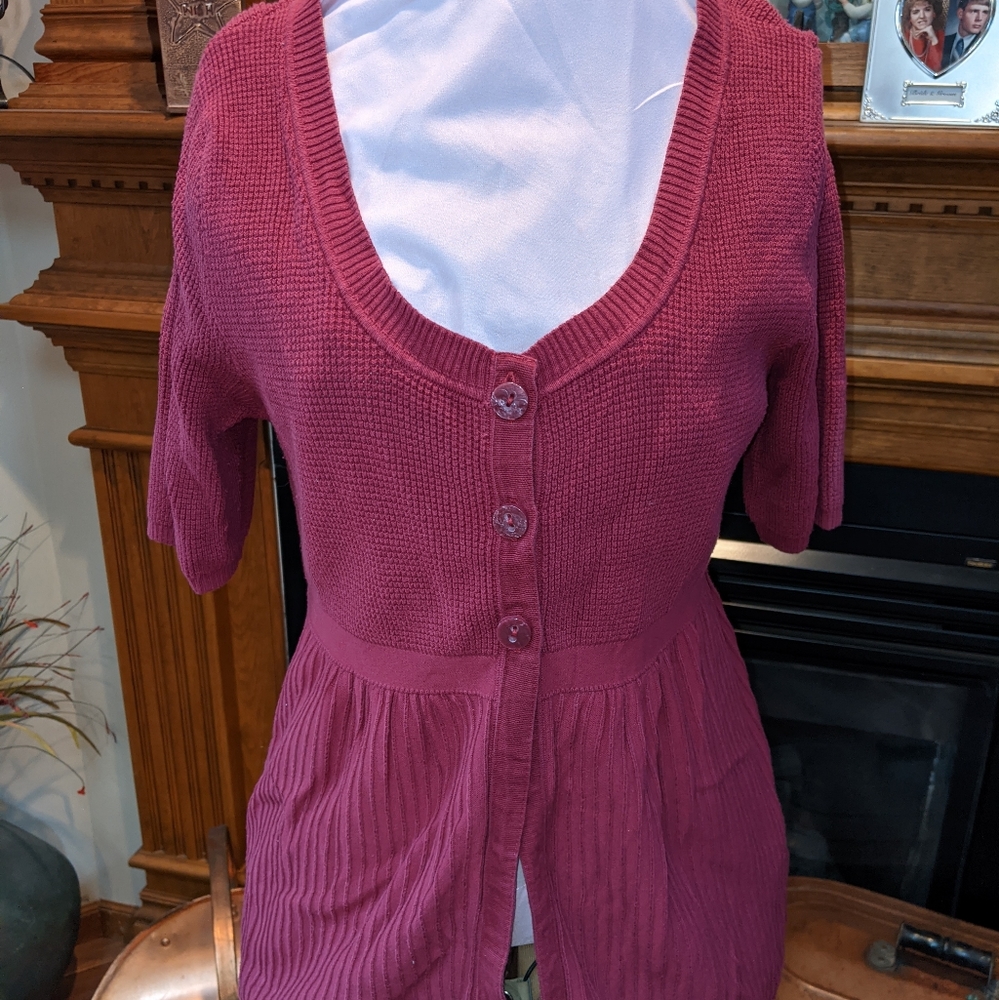 Route 66 Short Sleeve Burgundy Cardigan